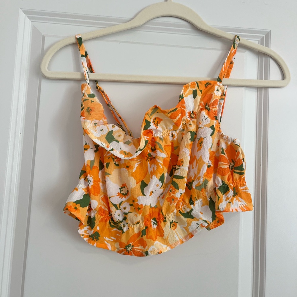 Orange floral crop top